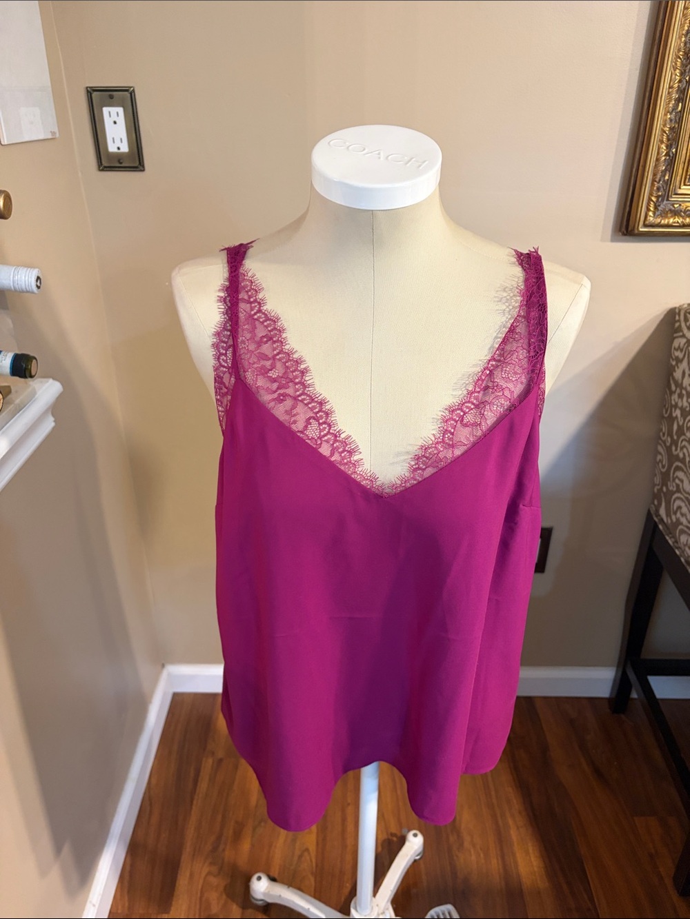 Express Lace Trim Cami in Magenta